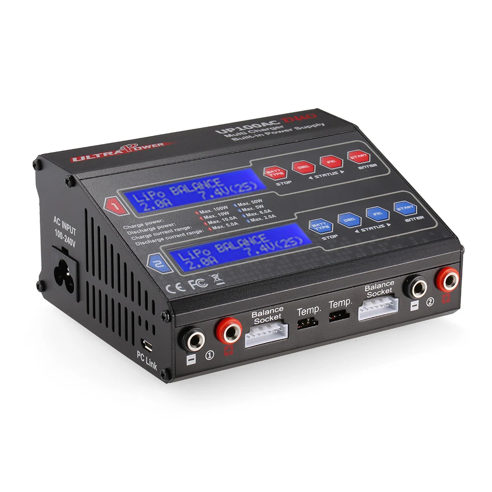 

Ultra Power UP100AC DUO 100W LiIo/LiPo/LiFe/NiMH/NiCD Battery Multi Balance Charger/Discharger