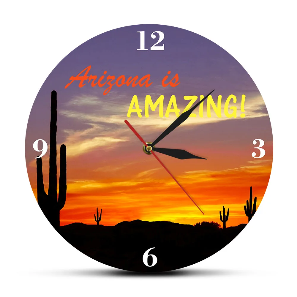 

Arizona is Amazing Large Saguaro Cactus Modern Wall Clock Desert Cactus Wall Watch Home Decor Southwestern Wall Art Souvenir