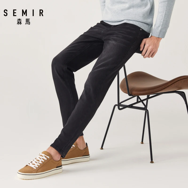 SEMIR джинсовые брюки мужские зимние модные тонкие ноги брюки Корейская версия тренд Досуг узкие брюки стрейч комфорт мужские джинсы