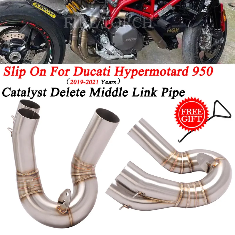 Slip On Per Ducati Hypermotard 950 Sp 2019 2020 2021 Scarico Moto Fuga Modificato Tubo Di Collegamento Centrale Echappement Tubo