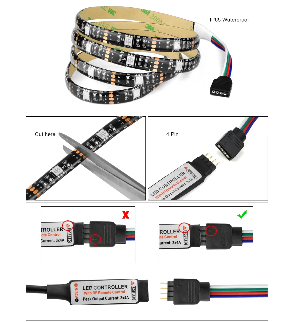 USB мощность RGB Изменение цвета 1 м 2 м 3 м 4 м 5 М 5050 SMD Светодиодная лента для ЖК-монитор тыловая подсветка с 17Key RF контроллер