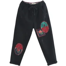 OMIKRON дизайн шаровары этнические Винтажные эластичные женские с высокой талией бойфренды женские мужские хлопковые джинсы vaqueeros Mujer