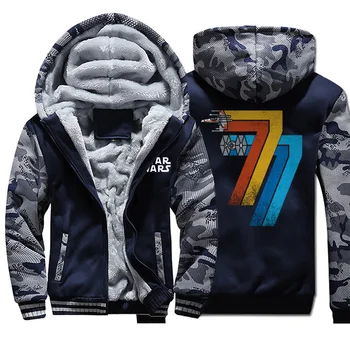 

Star Wars May 25th 1977 Jackets Men Darth Vader Hoodies Sweatshirt Winter Thick Feece Zipper Coats Sportswear Camo Outwear Mens
