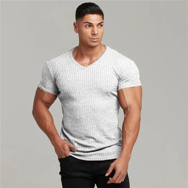  Workout Shirts for Men, V Neck Muscle Tees Short