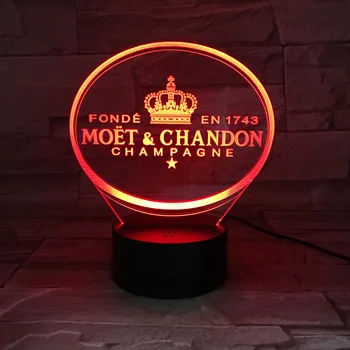 

Moet Et Chandon 3D LED Night Light Lamp Friend Baby Gift Nightlight USB or Battery Powered Office Decorative Lamp 3D-349