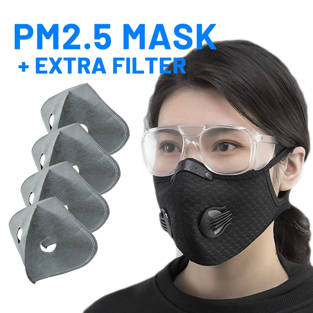 Маска для рта PM2.5 пылезащитная многоразовая велосипедная маска лица с фильтром