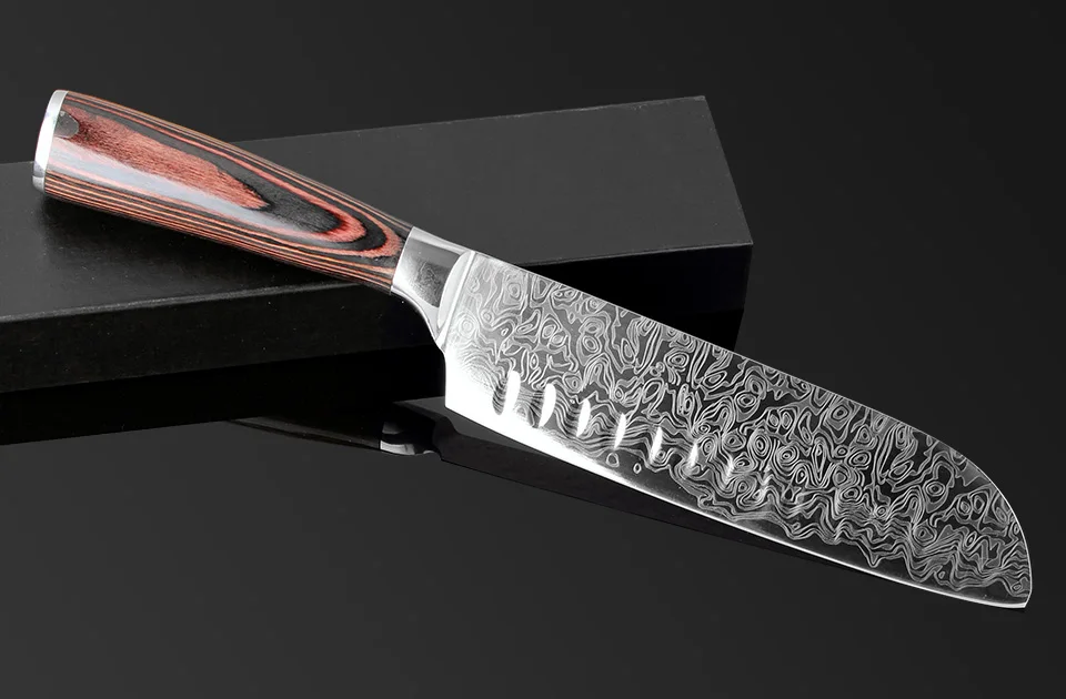 Набор японских ножей XITUO из дамасской стали 3 5 + 7 дюймов 7Cr17mov|santoku chef knives|cooking damascus
