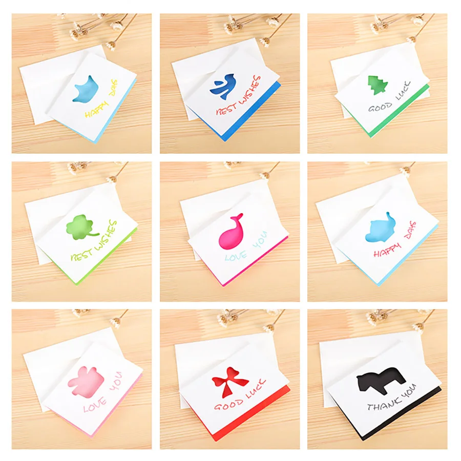10pcs/lot White Paperboard Cute Animals for Baby Shower Card Gift Box Birthday Party Decoration Laser Cut Wedding Invitations