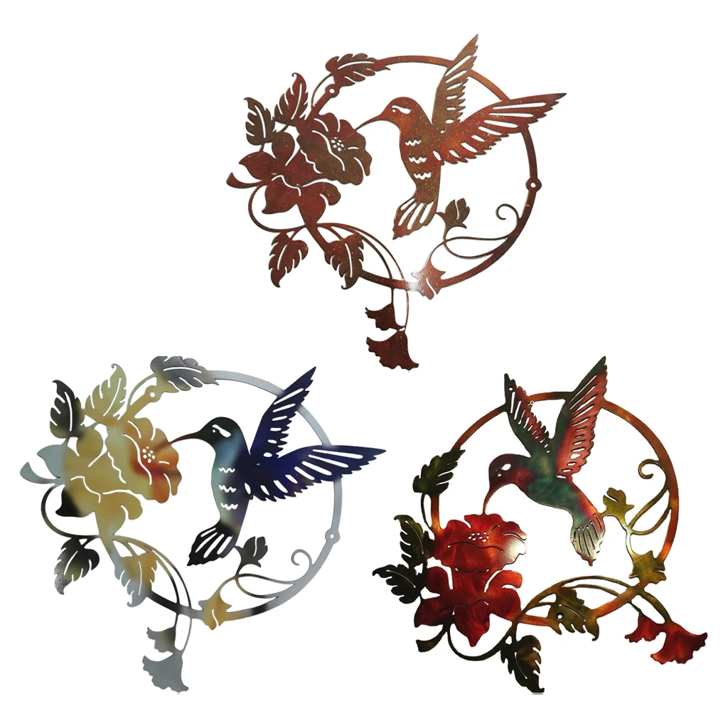 Metal Iron Bird Wall Hanging Garden Art Decorations Outdoor Hanging Wall Decor Bird Sculptures