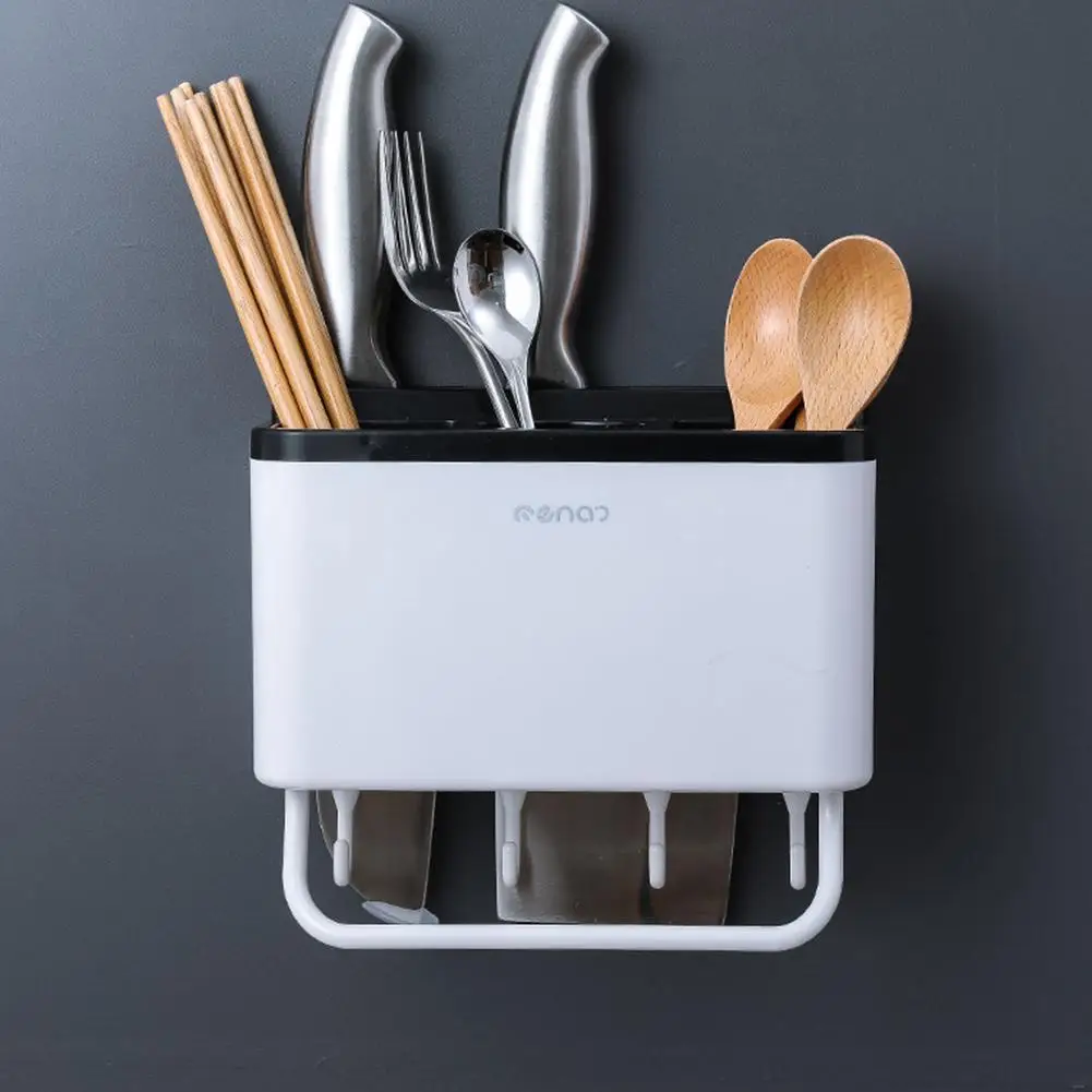 Studyset Kitchen Wall Mounted Water Cutlery Holder Drain Chopsticks Spoon Storage Rack