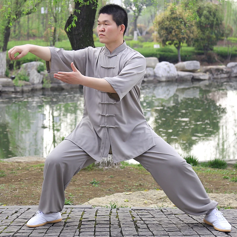 Teng Xufei Yang Tai chi одежда из хлопка с короткими рукавами Летняя мужская и женская для