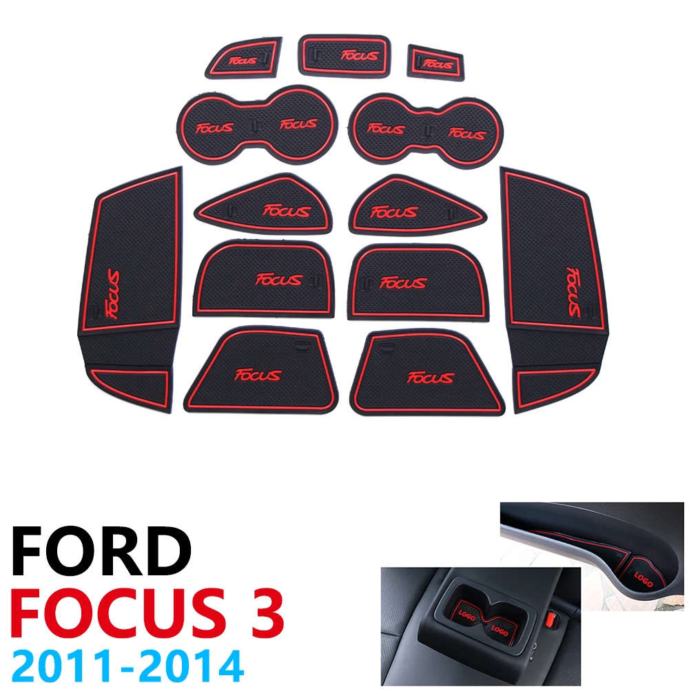 

Anti-Slip Rubber Cup Cushion Door Groove Mat for Ford Focus 3 MK3 ST RS pre-facelift 2011~2014 2013 Accessories Car Stickers