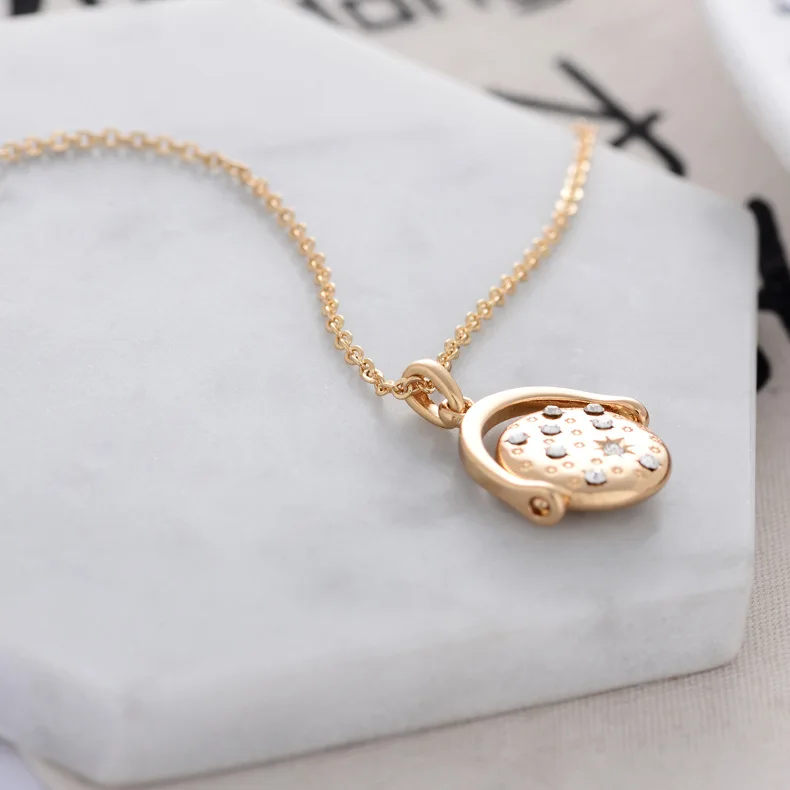 Creative Geometry round Pendant Europe And America Cool Hexagram Zircon Necklace Women's Alloy Accessory a Generation of Fat