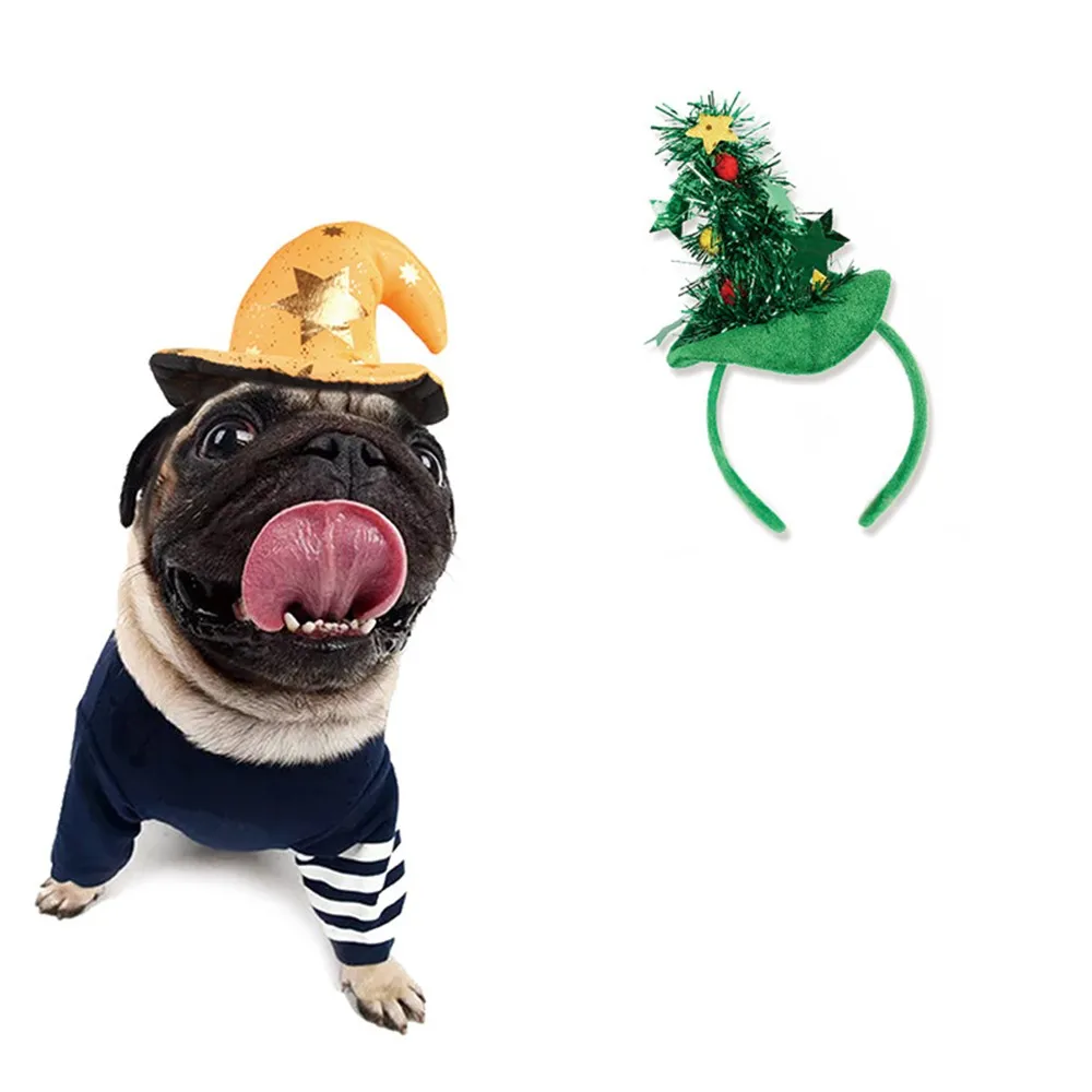 Рождественский головной убор для домашних животных, головной убор с капюшоном, шляпы для Хэллоуина аксессуары для кошки, собаки, забавные аксессуары для домашних животных