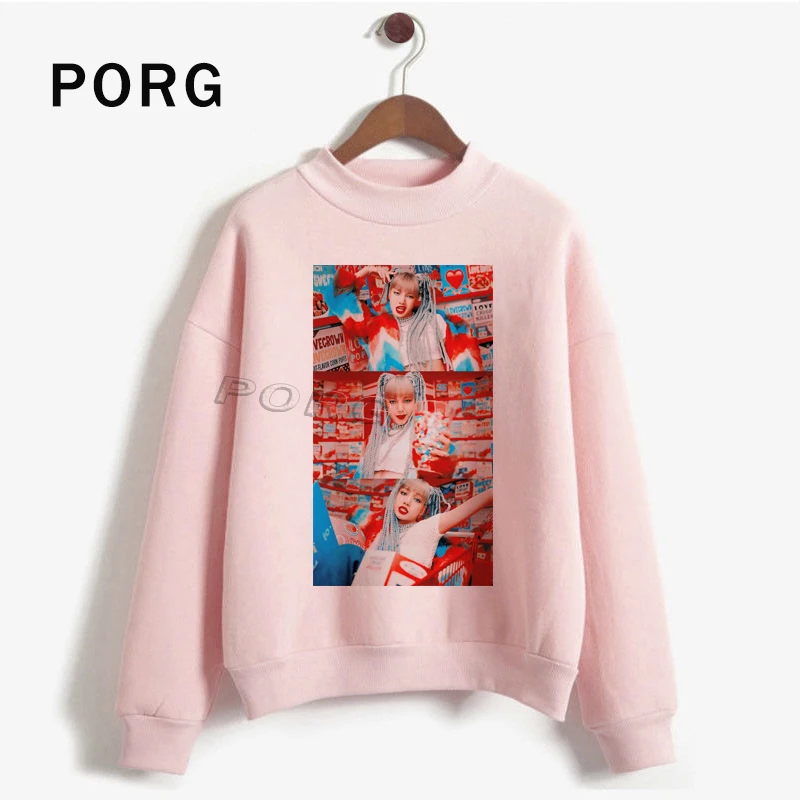 Lisa BLACKPINK вентиляторы корейские женские Polerones Mujer 2019 Harajuku свитшоты теплые негабаритные женские s белый розовый одежда толстовки Новые