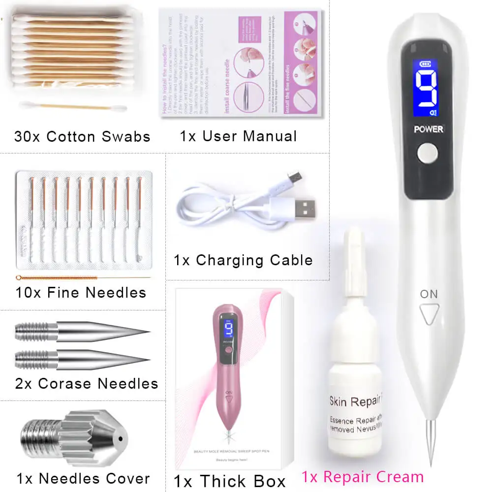 Upgrade White Набор лазерных ручек для удаления молей, инструмент для удаления бородавок и плазмы, инструмент для ремонта, ухода за кожей, поры, кукурузы, веснушки, темная метка, невус, подметка, возраст, точечная татуировка - Цвет: Upgrade White