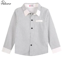 Модная стильная официальная рубашка для мальчиков повседневная хлопковая рубашка в горошек с длинными рукавами для детей от 3 до 8 лет, белый, черный цвет