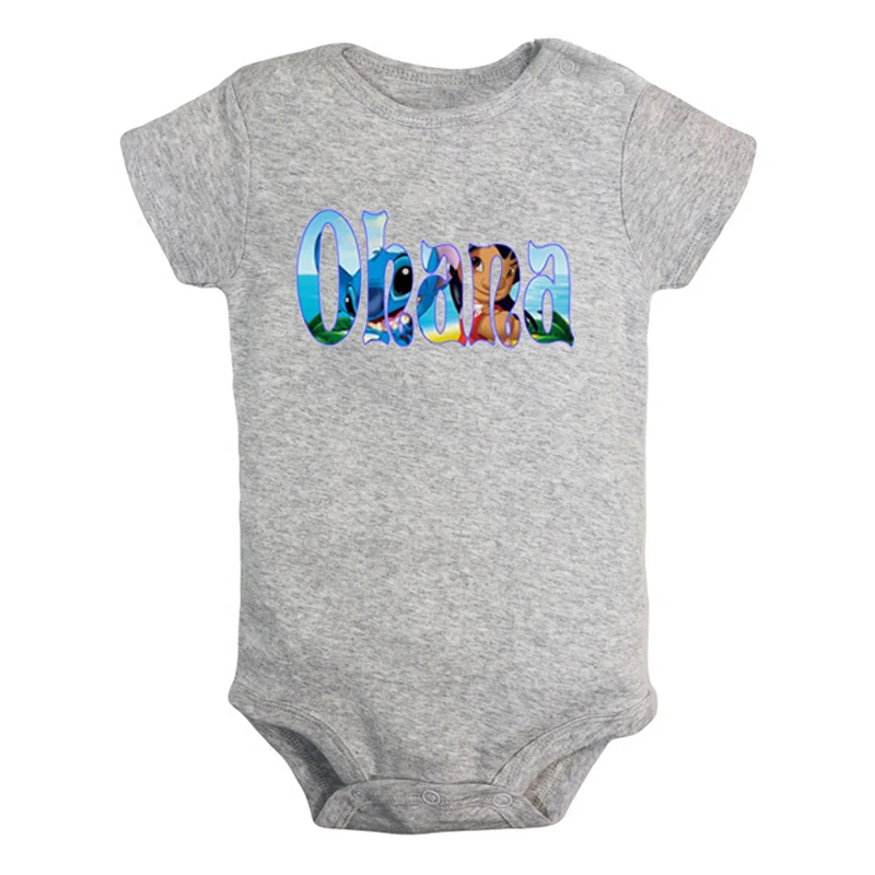 JcBaby673GD Милый Лило и Стич семья Охана дизайн новорожденных мальчиков и девочек наряды комбинезон с принтом младенческой Боди Одежда хлопок наборы - Цвет: JcBaby673GD