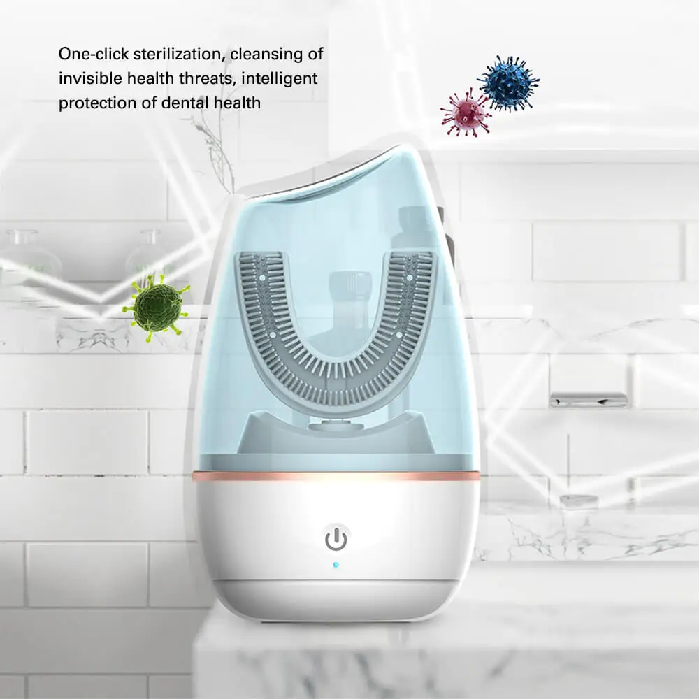 360 Sonic Electric Toothbrush Automatic Electronic Brush Smart U Type Teeth UV Disinfection Ultrasonic Toothbrush Blue Light 360 Sonic Electric Toothbrush Automatic Electronic Brush Smart U Type Teeth UV Disinfection Ultrasonic Toothbrush Blue Light
