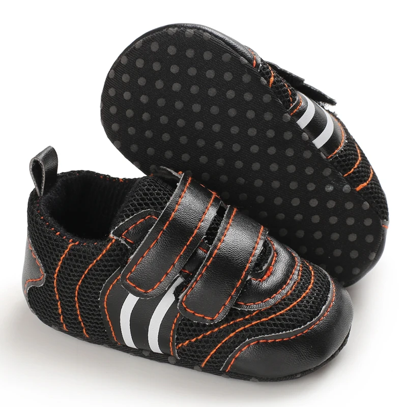 

Fashion Baby Boys First Walker Patchwork Design Anti-Slip Autumn Sneakers Toddler Soft Soled PU Crib Shoes