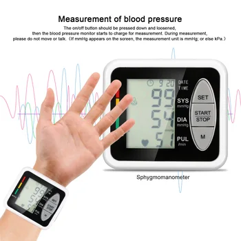 

Cuff Wrist Electronic Sphygmomanometer Intelligent Electronic Blood Pressure Monitor Heart Rate Pulse 99 Memory Groups