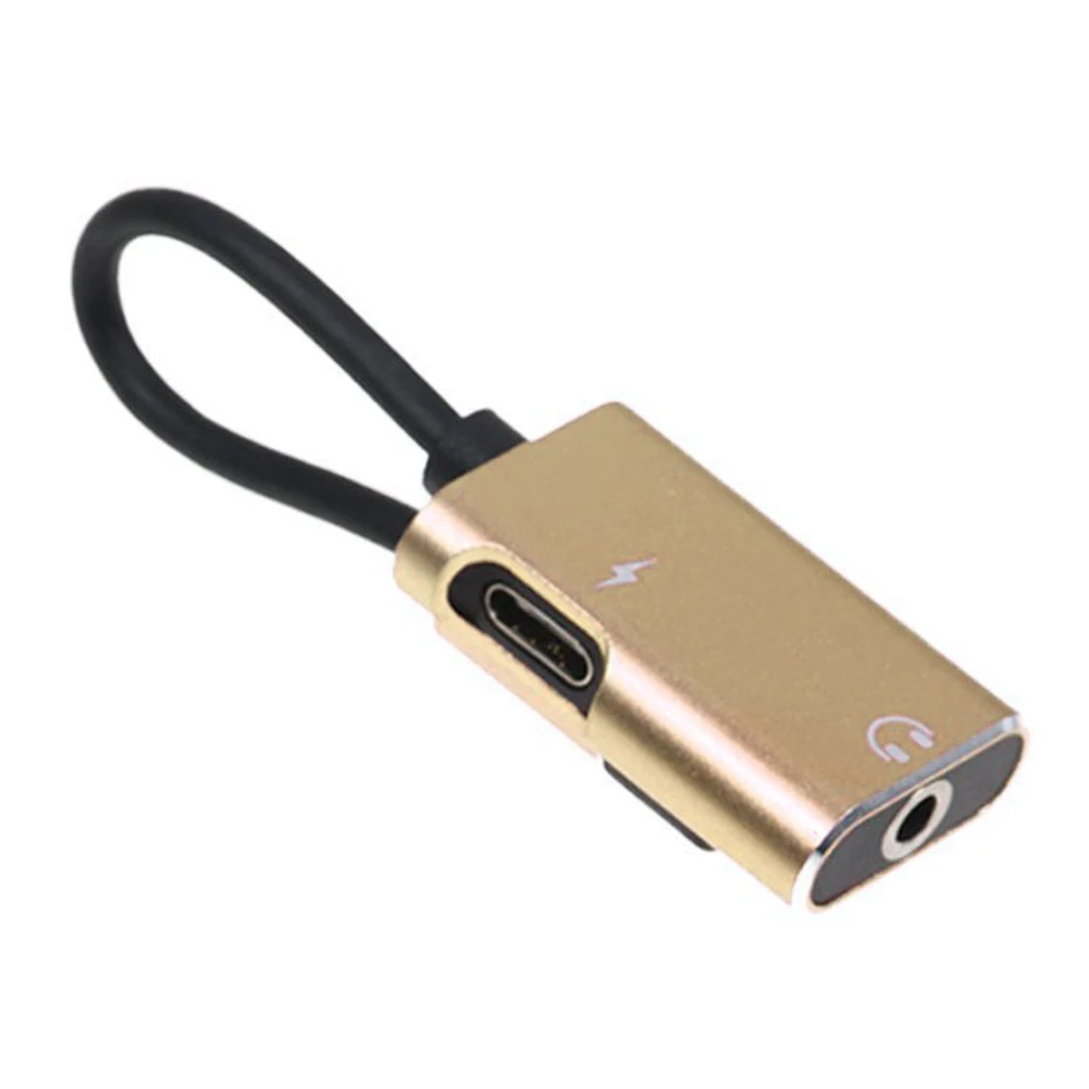 2 в 1 прочный корпус наушников из сплава портативный аудио адаптер USB небольшой легкий кабель для зарядки type C до 3,5 мм