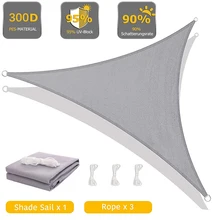 

Grey Triangular Shade Sail, Waterproof and UV Resistant 300D Polyester Awning, Sun Canopy for Carports, Backyards, Gardens, etc.