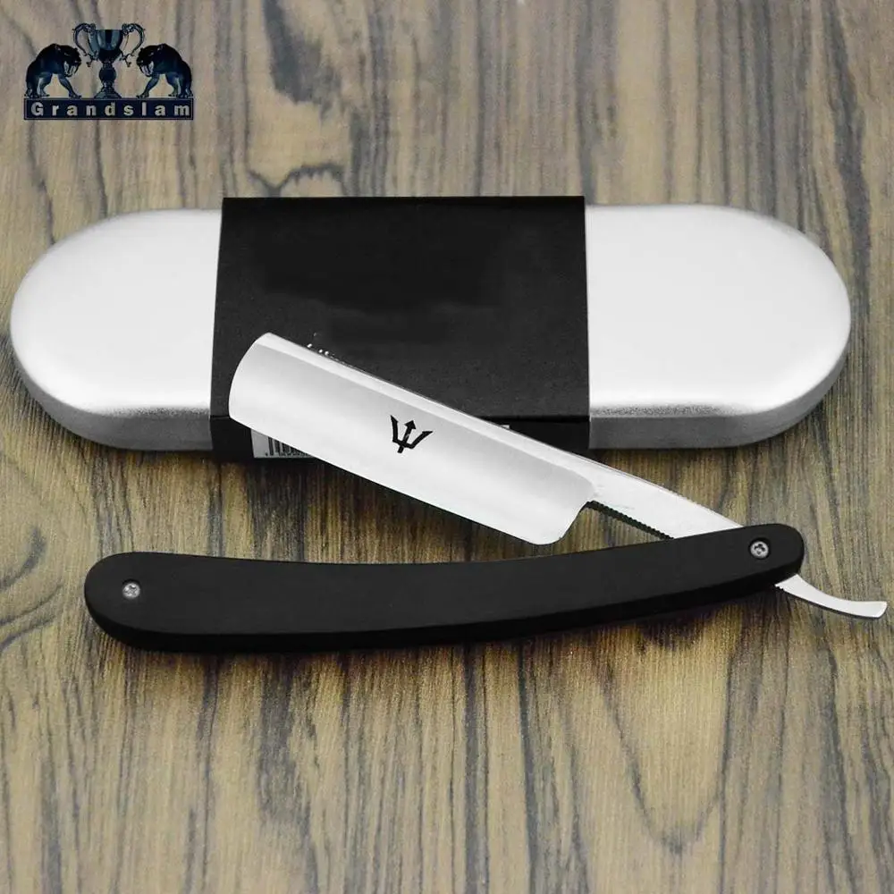 Poseidon Razor Классический Ebony с деревянной ручкой, бритва с прямым краем, Складывающийся мужской нож для бритья, бритва для бороды - Цвет: Poseidon Razor