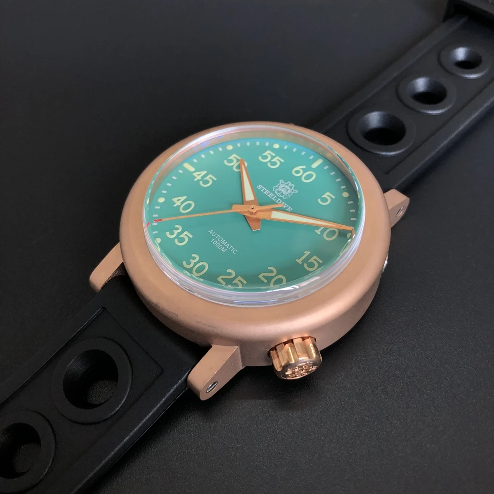 STEELDIVE SD1910S Men's Bronze Watch 1000M Waterproof C3 Green Luminous NH35 Automatic Movement CUSN8 Mechanical Dive Wristwatch