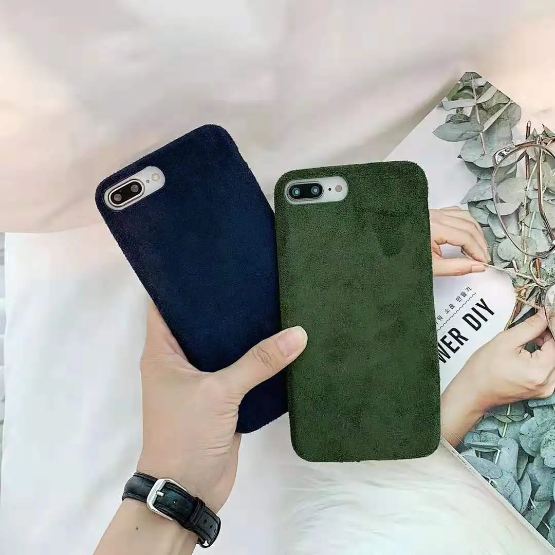 Fashion Classic Suede Deer Skin Phone Case for iPhone 11 Pro MAX XR XS MAX X 7 8 Plus 6 Soft Solid color Plush Phone Back Cover