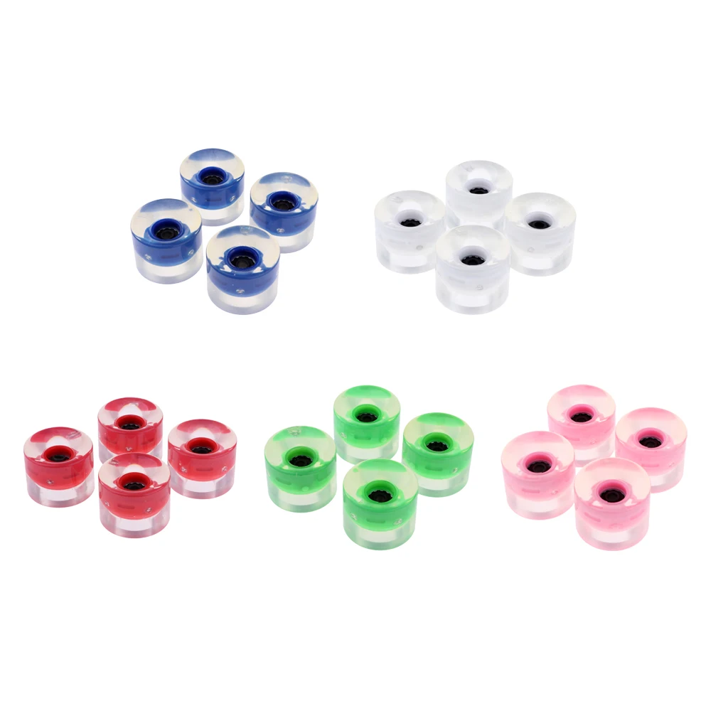 4pcs 60mm Flashing Roller Light Up Flash Skateboard Longboard Wheels 78A with Bearing Core Glow at Night 5 color