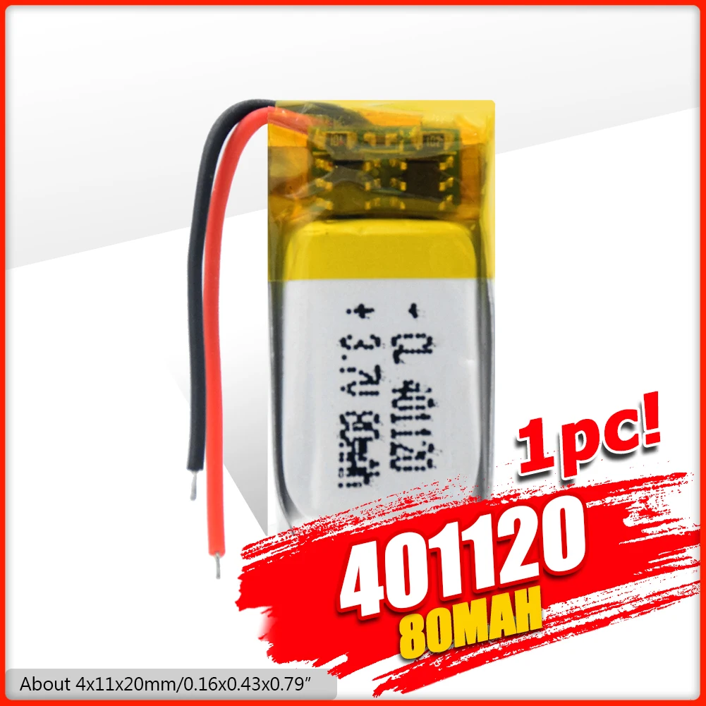 3 7 V Lipo Cell 401120 80mAh литиевая батарея для гарнитуры умный Браслет MP3 литий полимерный