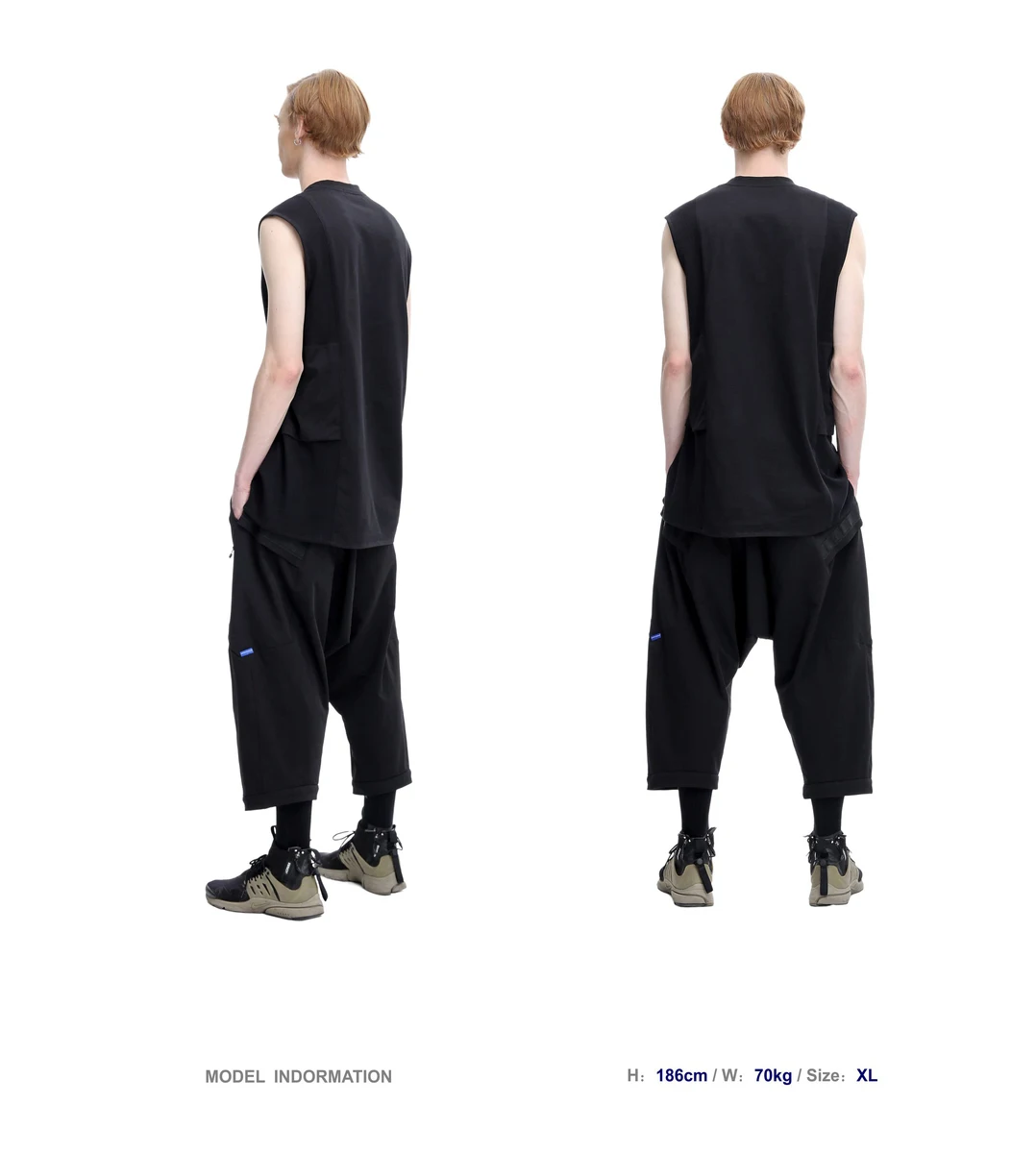 Reindee Lusion 21 ss 2 in 1 Molle system low crotch samurai pants techwear water repellent multi pockets waist adjustment