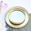 Luxury Golden Iron Delicate Glass Mirror Base Bedroom Desktop Jewelry Storage Tray Bedroom Desktop Cosmetic Decor Organize Plate 5