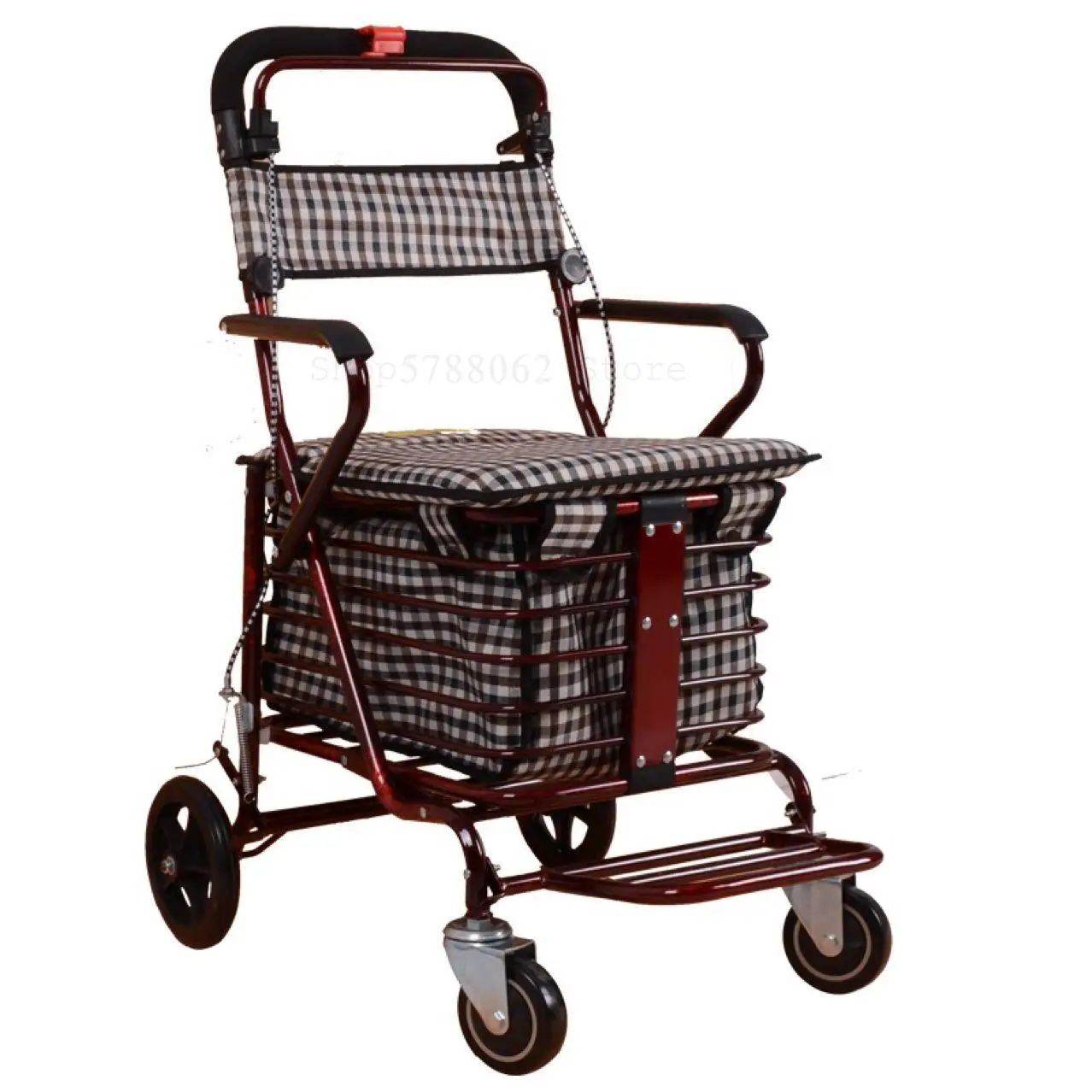 Carrito de mano multifunción para ancianos, carrito de compras plegable