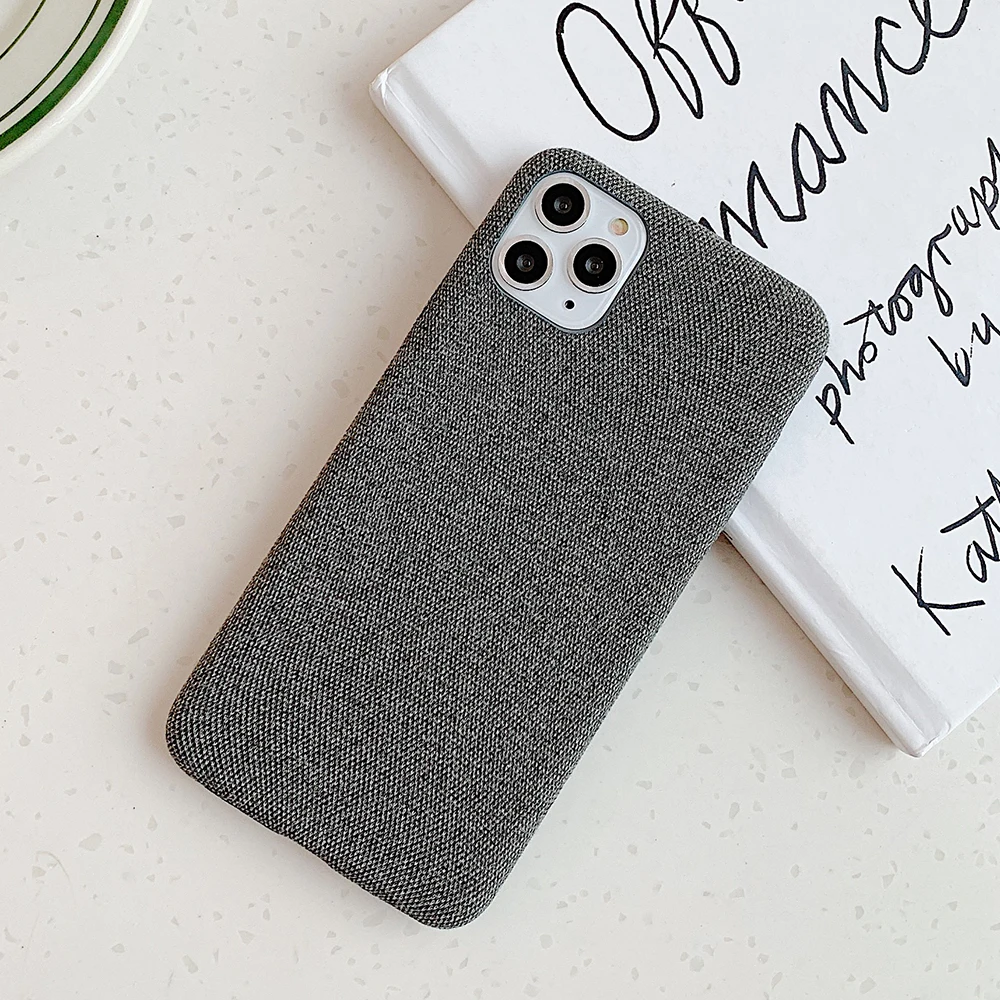 LOVECOM милый однотонный холщовый чехол для телефона для iPhone 11 Pro Max XR XS Max 6 6S 7 8 Plus X полуобернутый мягкий чехол-накладка в подарок - Цвет: Dark Grey