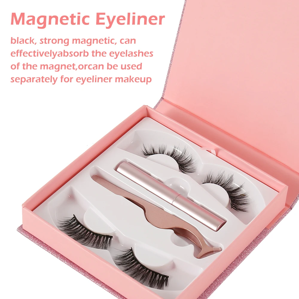 Faux Cils magnestique Naturel Магнитная жидкая подводка для глаз и магнитные накладные ресницы и Пинцет Набор магнитной подводки для глаз Накладные ресницы