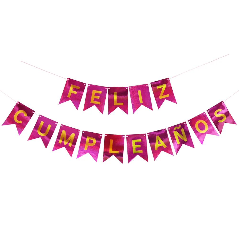 Dovetail pull flag Spanish Feliz Cumpleanos Birthday Banner Party
