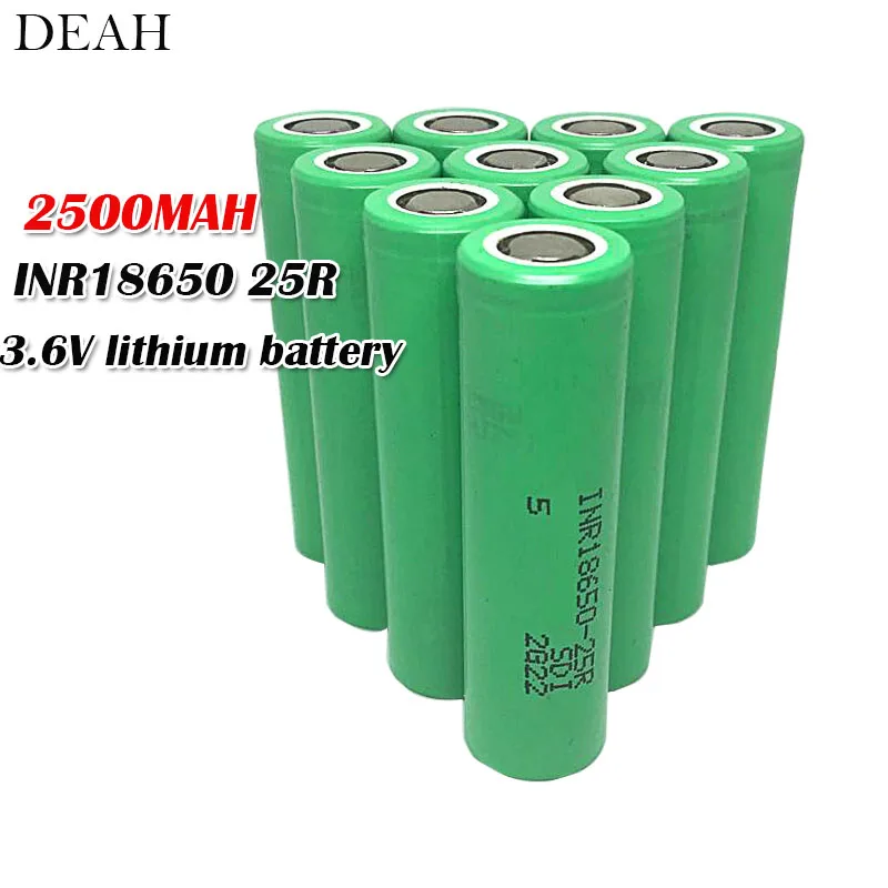 

100% Original discharge lithium batteries INR18650 25R For Samsung 3.6V Rechargeable Batteries Flashlight e-cigarette