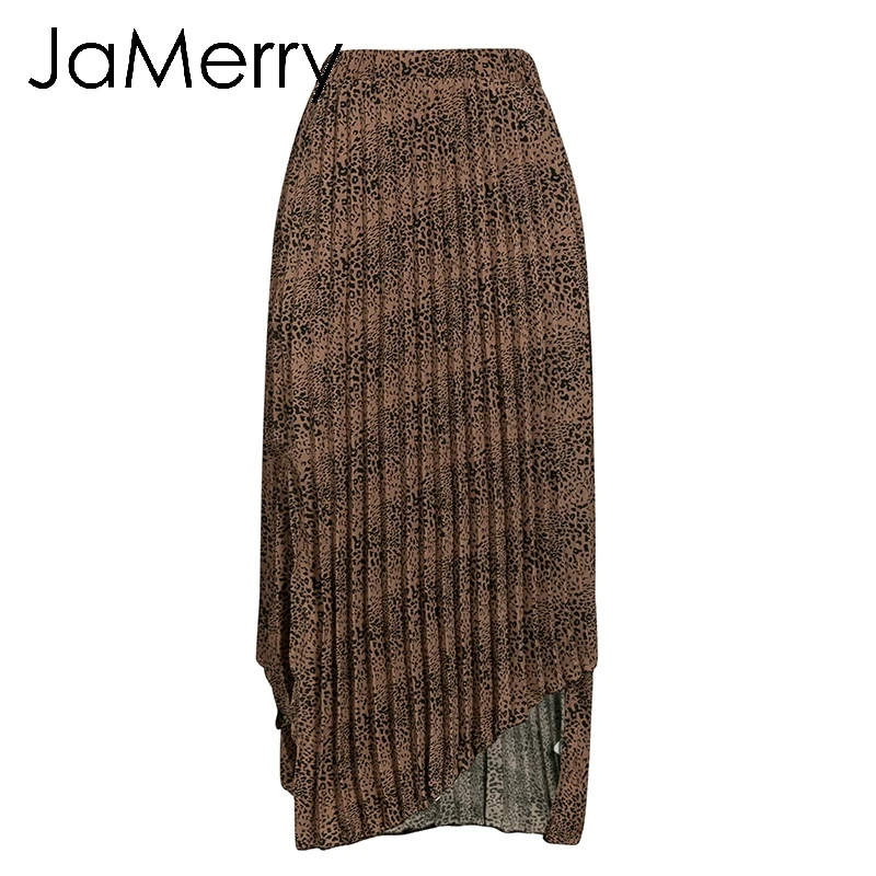 JaMerry, винтажная Женская юбка миди с леопардовым принтом, богемная, осенняя, нестандартная, Женская юбка с высокой талией, повседневная, уличная, Женская юбка