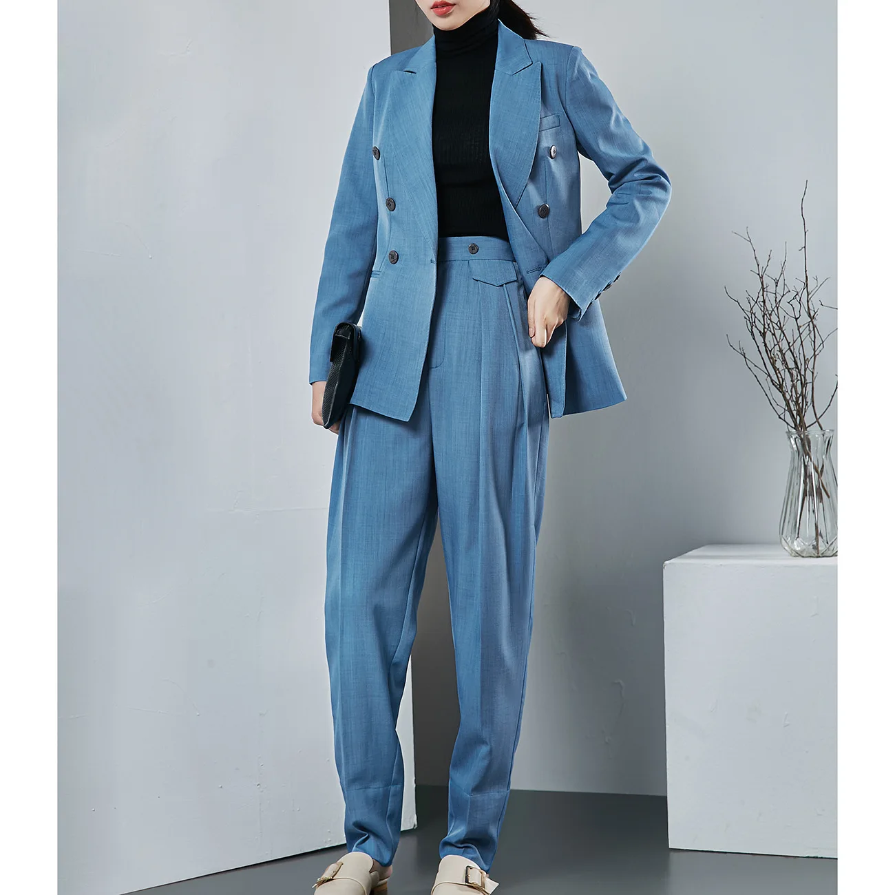В начале осени стиль Для женщин платье двубортный Slim Fit костюмы для маленьких пальто Осенняя женская обувь Для женщин костюм