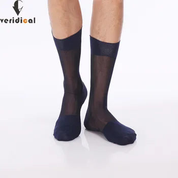 

VERIDICAL thin summer man short socks nylon business Large size solid party dress crew Socks breathable sokken 5 pairs/lot