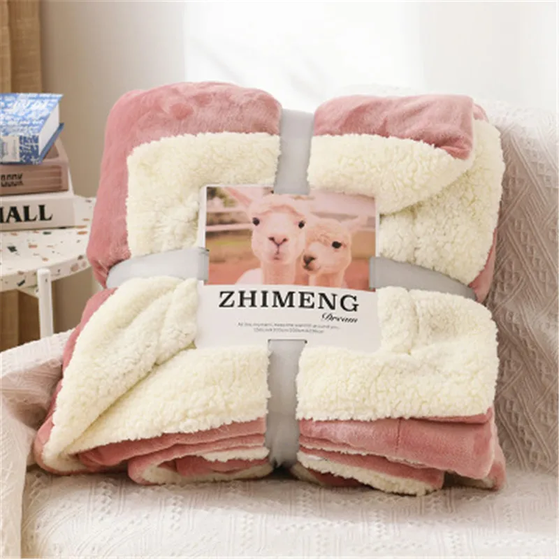 DIDIHOU теплое плотное офисное домашнее одеяло, флисовое двустороннее одеяло для кровати и дивана, переносное автомобильное одеяло - Цвет: Bean paste