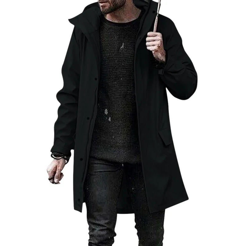 CYSINCOS, роскошное Мужское пальто, модная длинная куртка, повседневная верхняя одежда, однотонное пальто, плащ, Мужская ветровка Abrigo Hombre