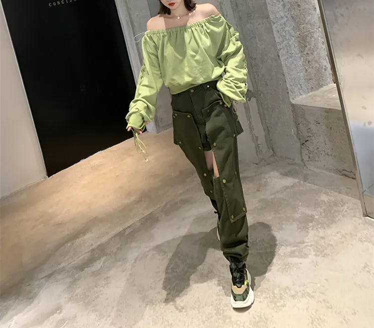WHITNEY WANG Осенняя мода Уличная Сексуальная выдалбливают съемные брюки женские повседневные брюки