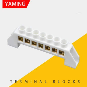 

P164 White Bridge Design Zero Line 7 Position 6mm Copper Grounding Strip Terminal Block Connector for Distribution cabinet