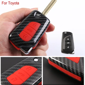 

New ABS+Silicone Car key Bag Case For Toyota For Camry Highlander Reiz Crown RAV4 Hilux 3 Buttons Remote Key Jacket keyfob Case