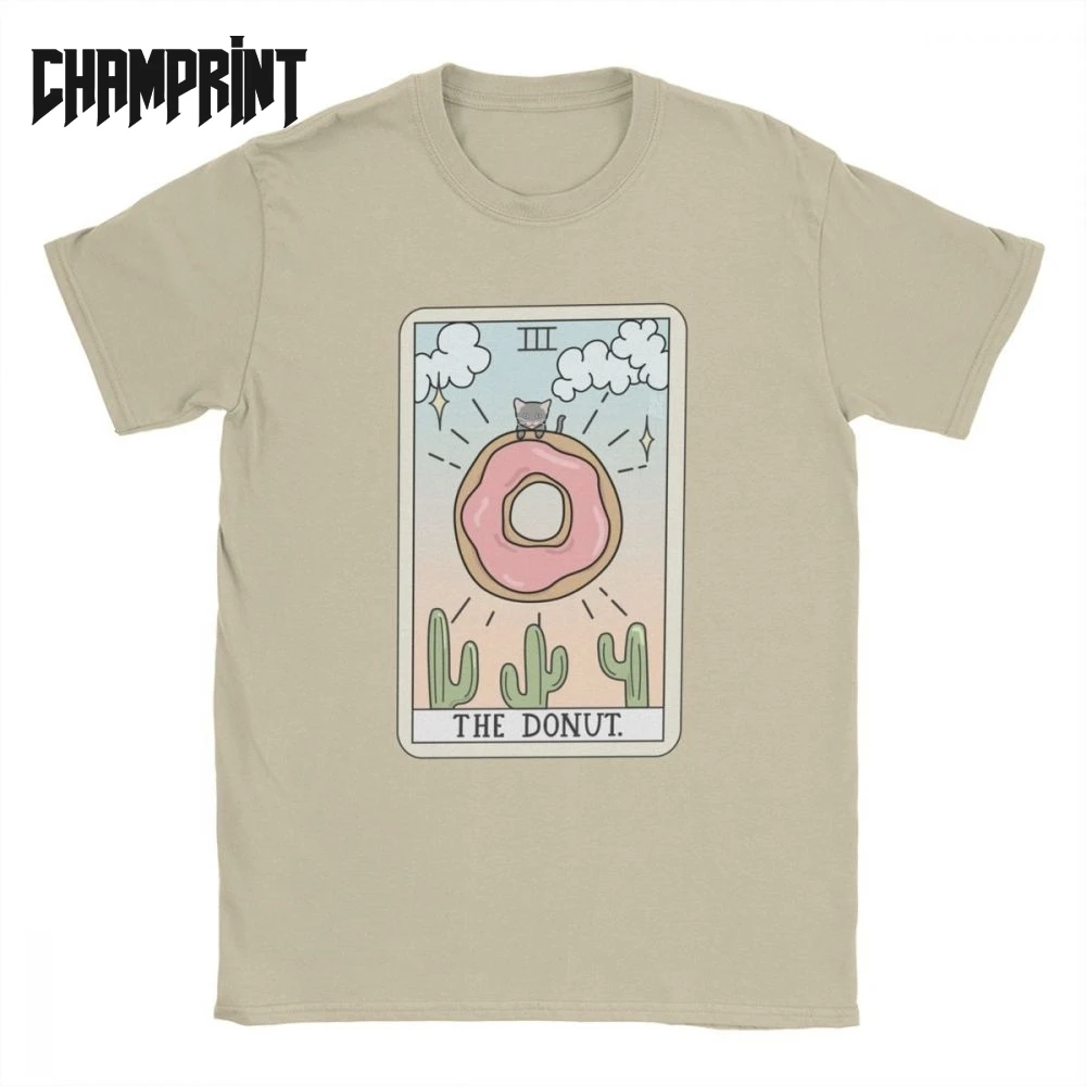 Men Donut Reading T Shirt Food Tarot Card Cotton Tops Casual Short Sleeve Crewneck Tee Birthday Present T-Shirt |