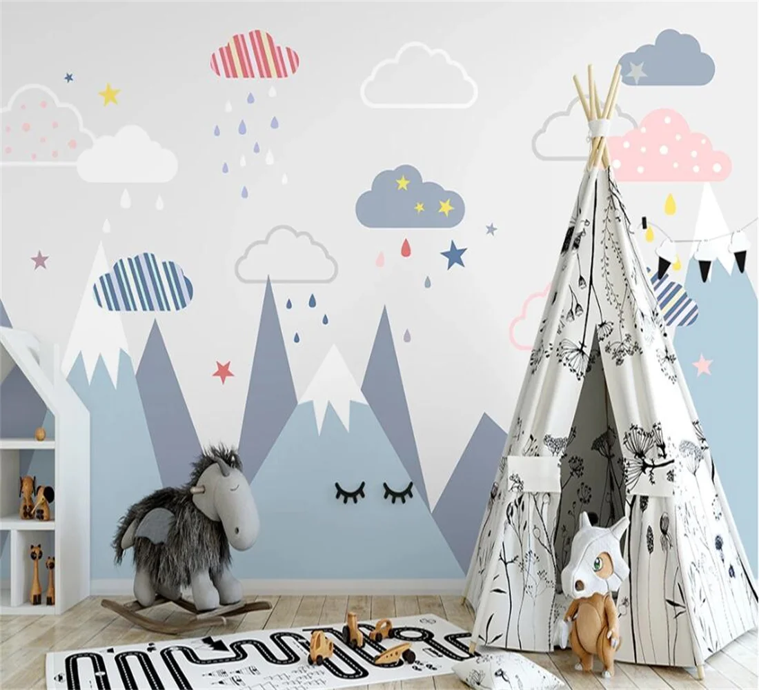 

Beibehang Custom 3d cartoon wallpaper children's room boy girl starry sky valley woods children papel de parede wallpaper