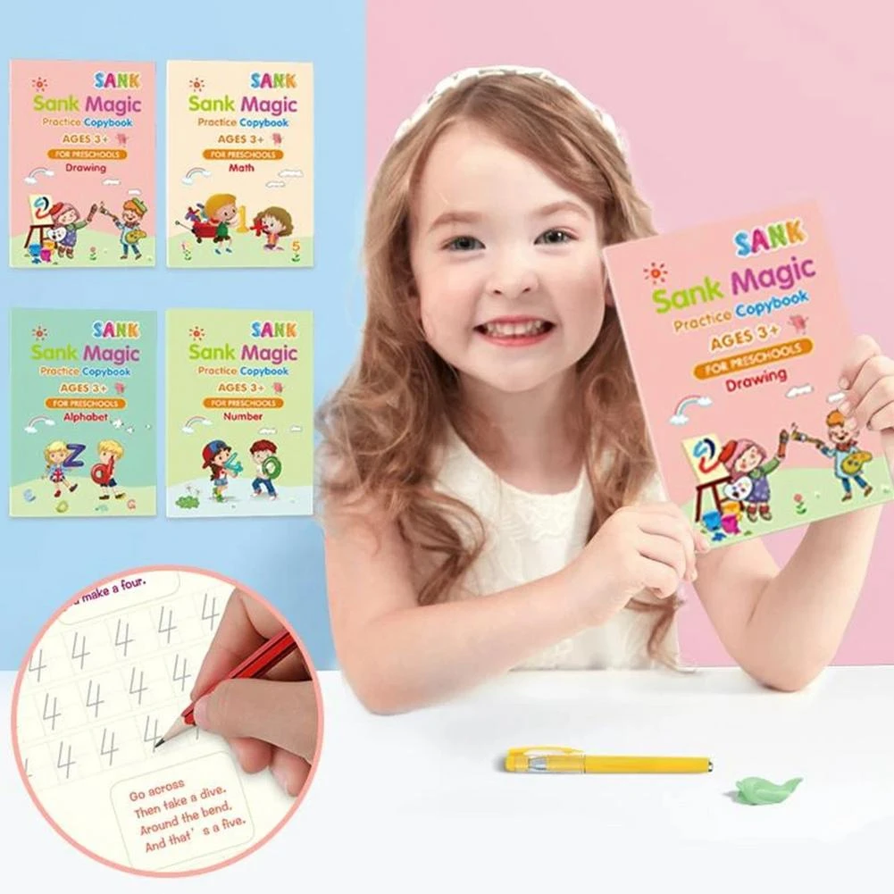 4 Books + Pen Magic Practice Copybook Free Wiping Children&#39;s Copybook Magic  Magic Writing Sticker English Version|Arts &amp; Photography| - AliExpress